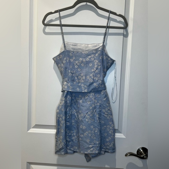 Zara Blue Floral Mini Dress Size Medium - Picture 4 of 11